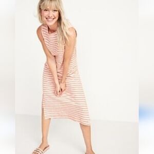 Old Navy Vintage‎ Sleeveless Slub Knit Midi Shift Dress Oyster Pink Size Medium